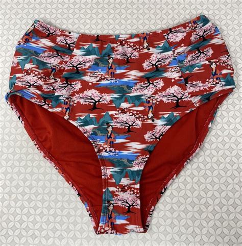Hot Topic Disney Mulan Retro High Waisted Swim Bottom Gem