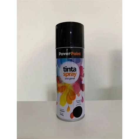 Tinta Spray Uso Geral Preto Brilhante 350ml Powerpaint Shopee Brasil