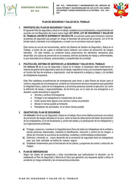 Plan De Seguridad Y Salud En El Trabajo David Rodriguez Udocz