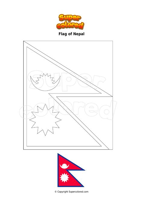 Nepal Flag Coloring Page