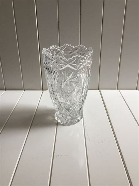 Heavy Lead Crystal Footed Vase Vintage Crystal Vase Wedding Etsy