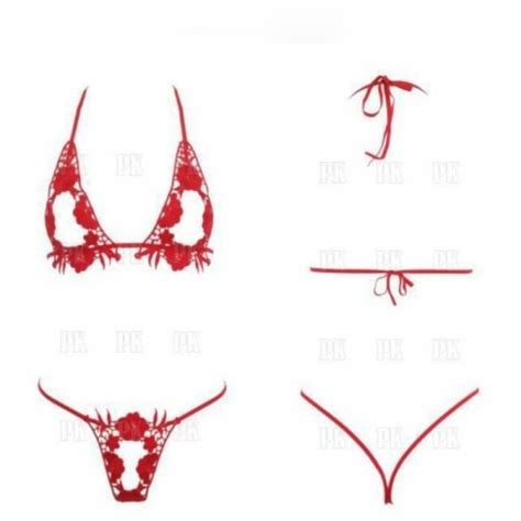 Jual Acb Bikini String Bra Set Halterneck Open Cup Crotchless Sexy