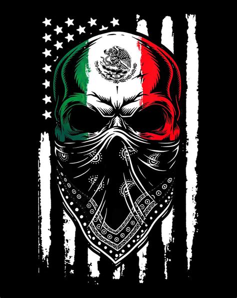 Mexican Skull 2021 American Mexican Flag 4 th July.png Digital Art by ...