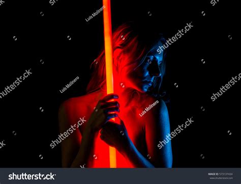 Nude Pretty Woman Neon Lights Stock Photo Shutterstock
