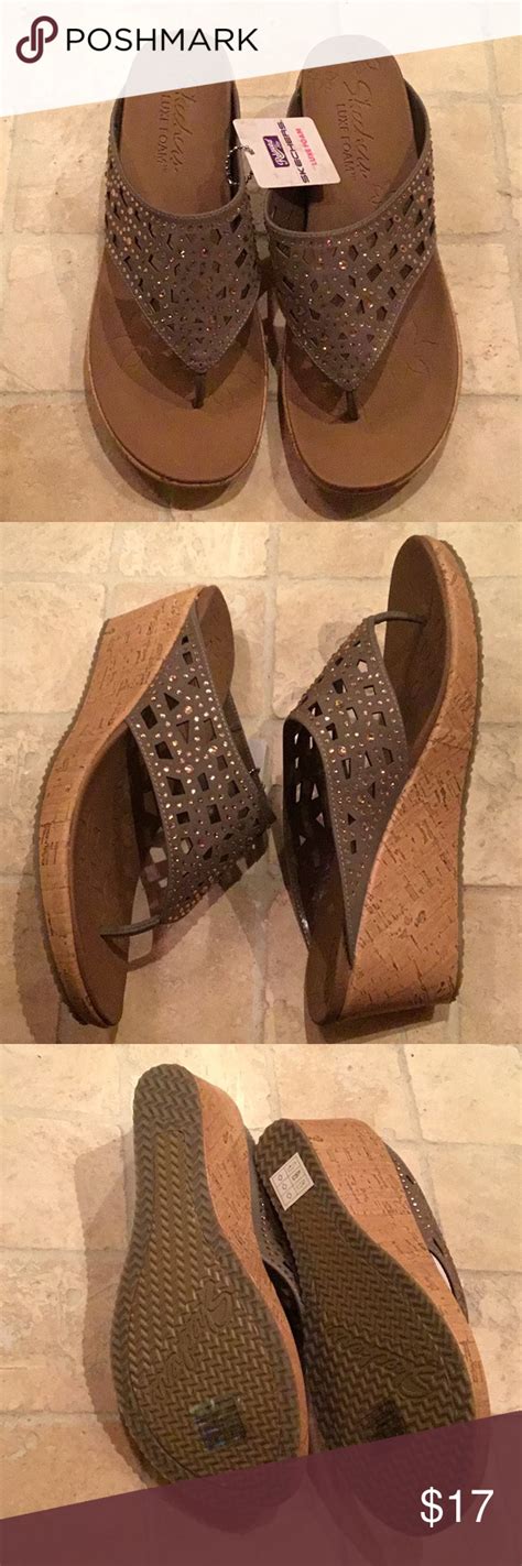 Skechers Sparkly Luxe Foam Comfort Sandals Nwt Sparkly Sandals