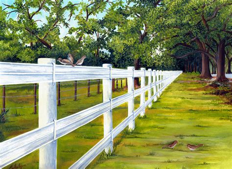 Fence Along the Grove Painting by Elaine Hodges - Fine Art America