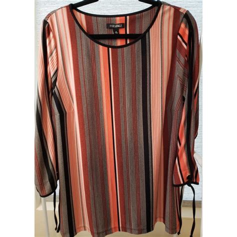 Roz Ali Tops Roz And Ali Multicolored Vertical Striped Blouse