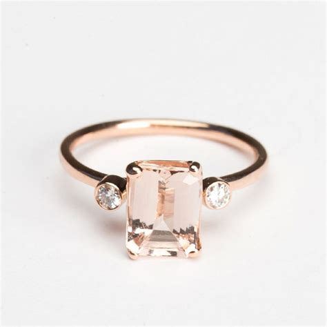 Emerald Cut Light Pink Morganite Ring With Diamond Band Christine K