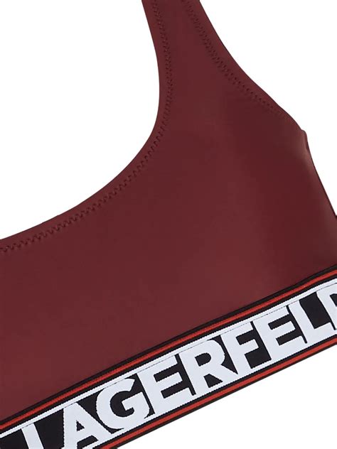 Karl Lagerfeld U Neck Logo Band Bikini Top Red FARFETCH AO