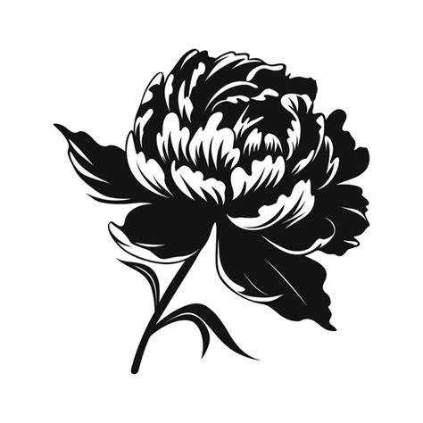 A Peony Flower Vector Silhouette Isolated On A White Background Premium Ai Generated Vector