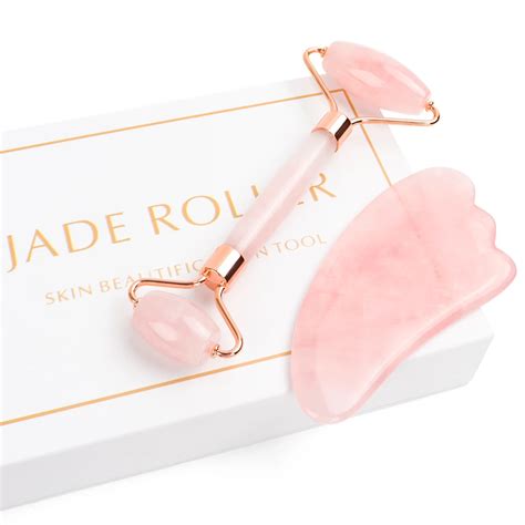 Noiseless Rose Quartz Roller Slimming Face Massager Lifting Natural Jade Facial Massage Roller