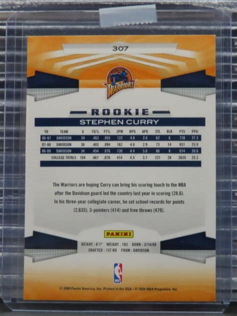 2009 10 Panini Basketball Stephen Curry Rookie RC 307 Golden State