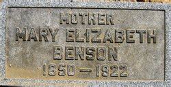 Mary Elizabeth Benson Frantz M Morial Find A Grave