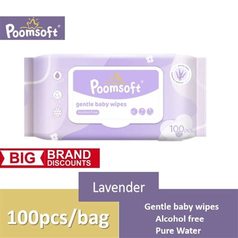 POOMSOFT Non Alcohol Baby Wet Wipes Lavendar Wet Tissue 100 Pcs Pack