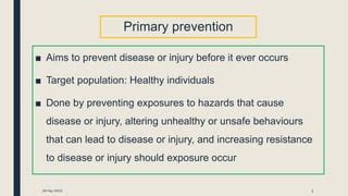 Disease prevention strategies: Primary | PPT