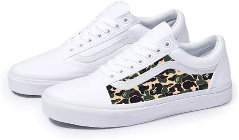 Amazon White Old Skool X Bape Custom Handmade Uni Sex Shoes By