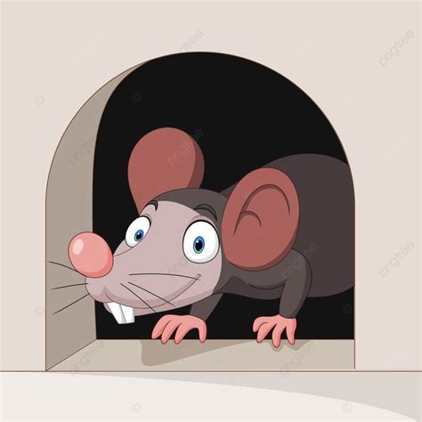 Cartoon Funny Mouse In The Hole Home Story House Png And Vector With