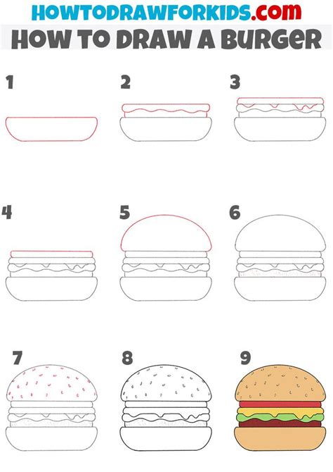 How to Draw a Burger - Easy Drawing Tutorial For Kids | Burger drawing, Easy drawings for kids ...