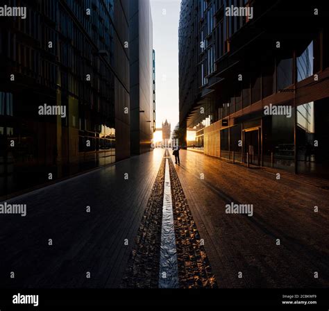 Sunrise of Tower Bridge from More London Place, London, UK Stock Photo ...