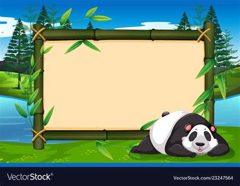 A Panda On Bamboo Frame Royalty Free Vector Image