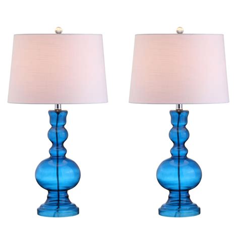 Jonathan Y Genie In Night Blue Glass Table Lamp Set Of