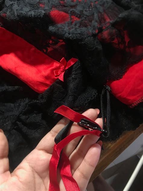 Febvday HOT RED LOLITA LINGERIE NIGHT WEAR FOR HONEYMOON LACE BLACK AND RED Two Tone FIT