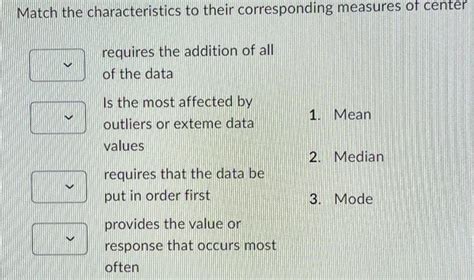 Solved Match The Characteristics To Their Corresponding Chegg