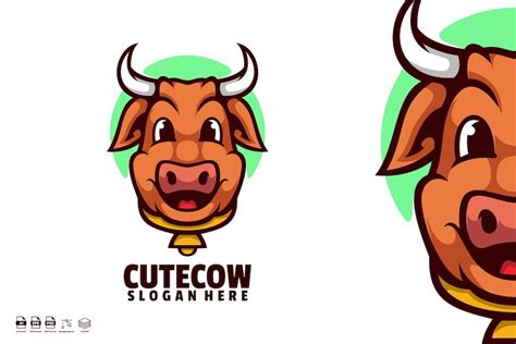 Cute Cow Mascot Logo Design, Graphic Templates - Envato Elements