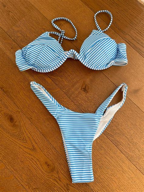 Neu gestreiftes Bikini Blau Weiss Gr M Neu gemäss Beschreibung in Bassersdorf für CHF 15
