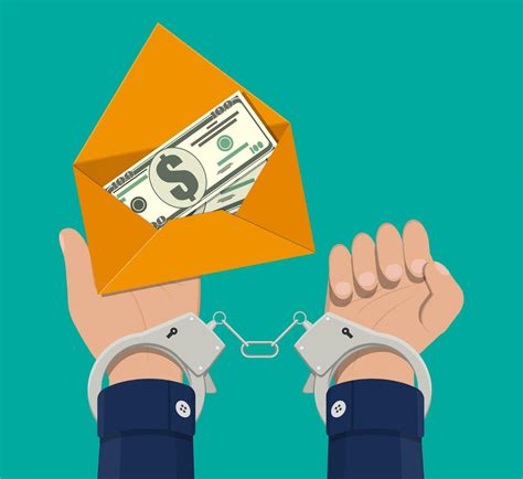 Hand in handcuffs with envelope full of money. Freedom for bribe