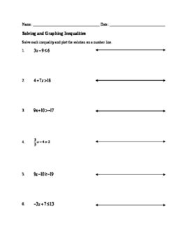 Linear Inequality Worksheet With Answer Sheet