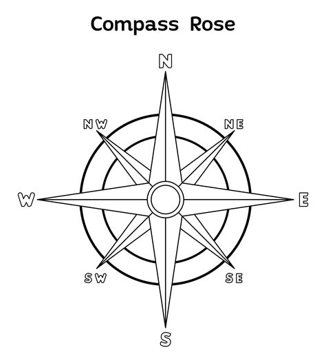 Rose Coloring Pages Cardinal Point Cardinal Directions Compass Rose Rose Pattern Compass