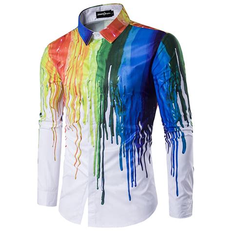 Buy New Arrival Men Colorful Shirt Long Sleeve Fashion Design Men Printing