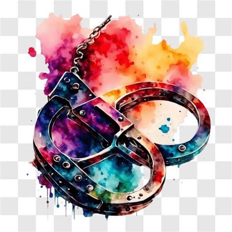 Download Handcuffs Watercolor Painting On Paint Splatters Pngs Online