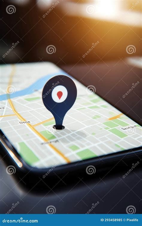 Point On Smartphone With GPS Navigator Icon And Map AI Generated Stock