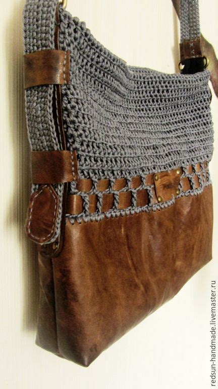 Сумка вязание и кожа Прогулочная 2 | Leather and lace, Crochet clothes ...