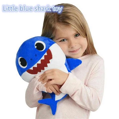 Blue Cute Shark Kids Plush Sing Light Cartoon Pillow Ts Shark Soft