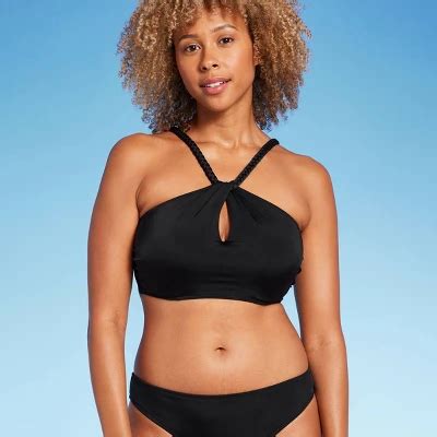 Women S High Neck Braided Strap Bikini Top Shade Shore Black Dd Target