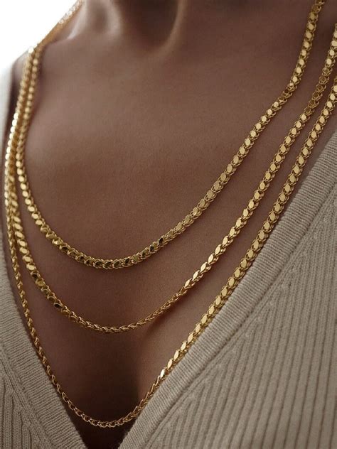 K Gold Italian Mirror Chain Necklace Solid Gold Mirror Etsy