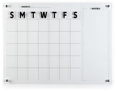 Dry Erase Marker Board Calendar | Frameless Acrylic