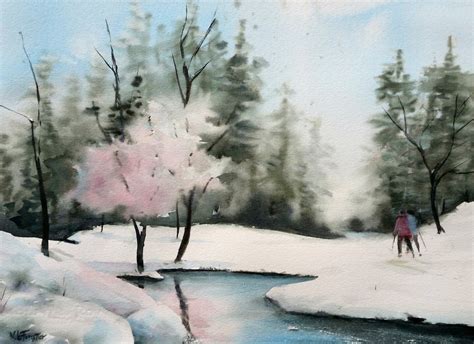 Arbre Rose Neige Peinture Par V Ronique Le Forestier Artmajeur