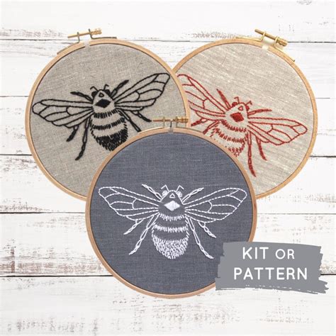 Diy Embroidery Kit Bumblebee Embroidery Pattern Modern Hand Petagadget