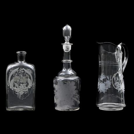 KANNA FLASKA och KARAFF med propp 18 1900 tal Glas Övrigt Auctionet