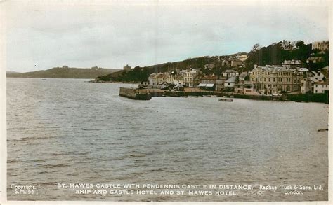 St Mawes Castle With Pendennis Castle In Distance Ship And Castle