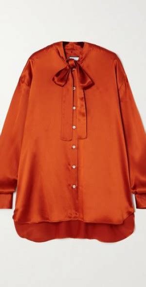 BEARE PARK Oversized Pussy Bow Silk Satin Blouse