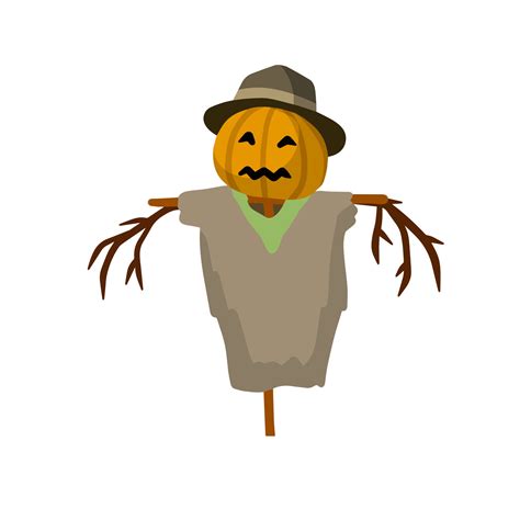 Scarecrow With A Pumpkin Head Funny Bogeyman With Hat A Fabulous Halloween Character Old