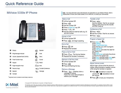 Mitel 5330e Quickrefguide Pdf Telephone Voicemail