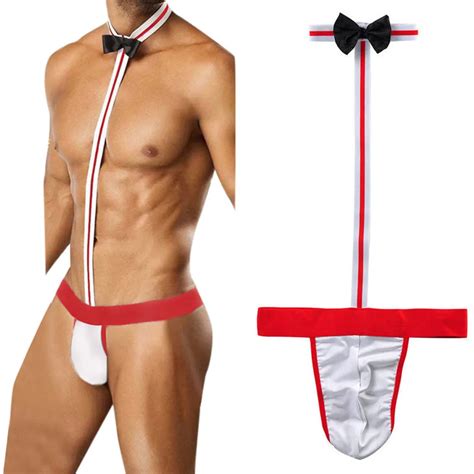 New Arrival Novelty Sexy Men Mankini Thong Gay Underwear Lingerie Sexy Hot Erotic Waiter Costume