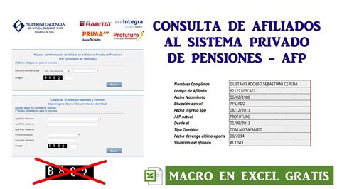 Consulta De Afiliados Al Afp En Excel Noviembre 2016 Macro Descarga