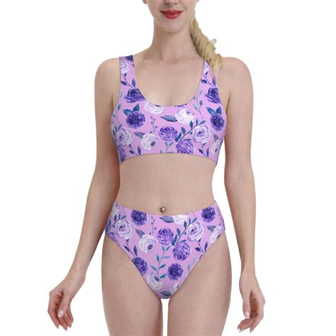 Lukts Women High Waisted Bikini Set Violet Swimsuit 2 Piece Bathing